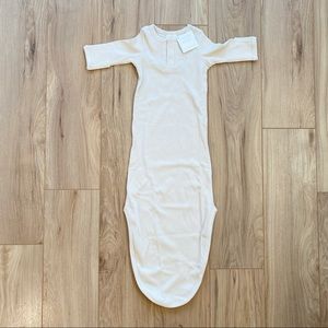 Mebie Baby 0-3mo ribbed knot gown, oatmeal - NWT